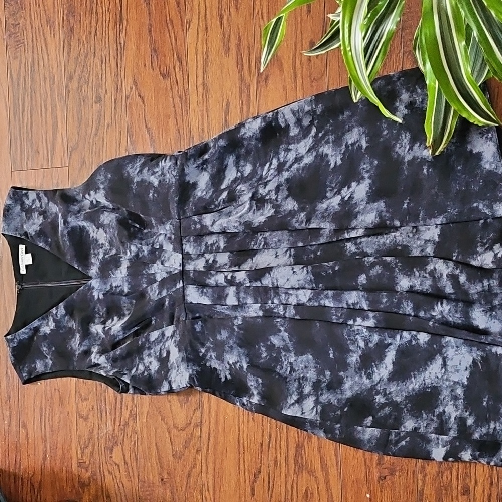 Cold Water Creek Cloud Print Chiffon Dress Black/ Grey Size 12 P - Picture 4 of 7
